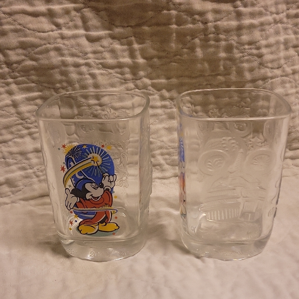 Disney Mickey Mouse Glass Tumblers. McDonald's 2000 Collection Set of 2. Nice! - Picture 6 of 8